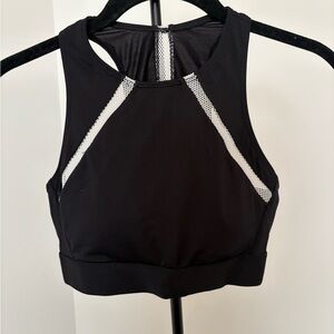 SO Black Sports Bra with White Mesh Detail